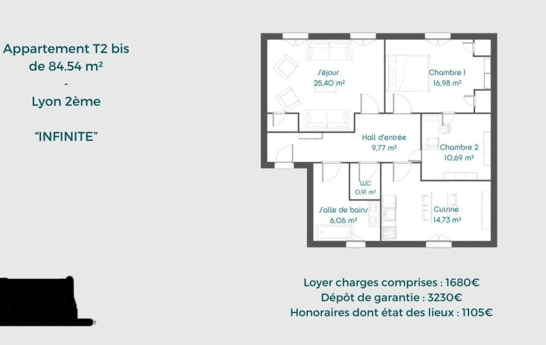 Annonces TASSIN : Appartement | LYON (69002) | 85 m2 | 1 515 € 