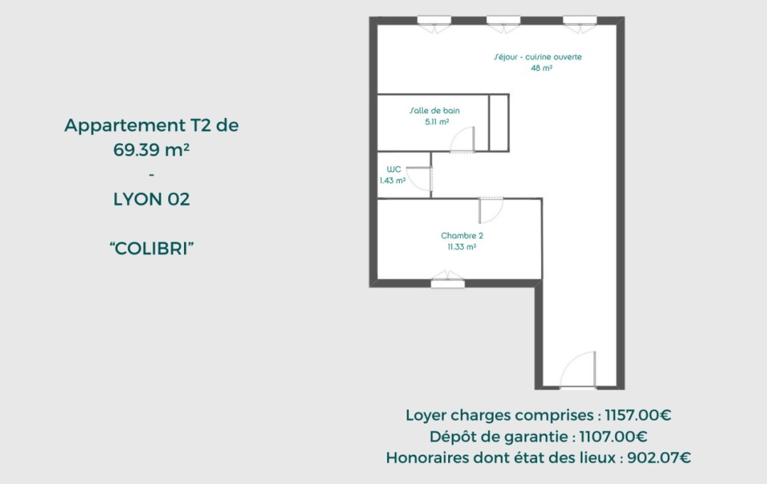 Annonces TASSIN : Appartement | LYON (69002) | 69 m2 | 1 157 € 