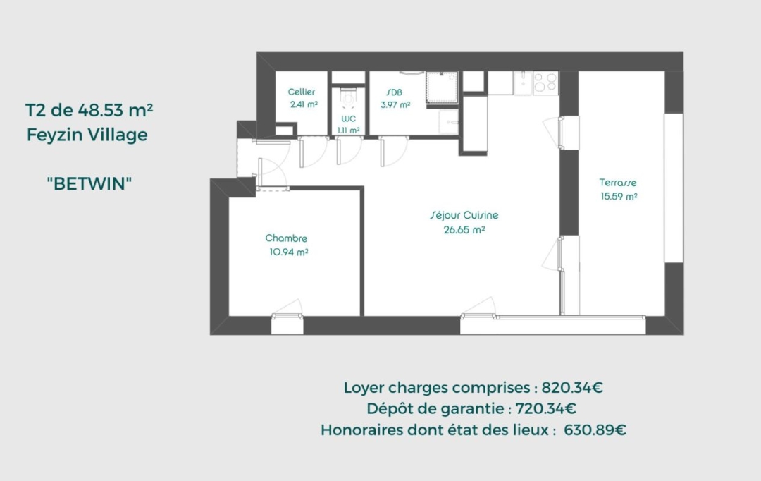 Annonces TASSIN : Appartement | FEYZIN (69320) | 49 m2 | 820 € 